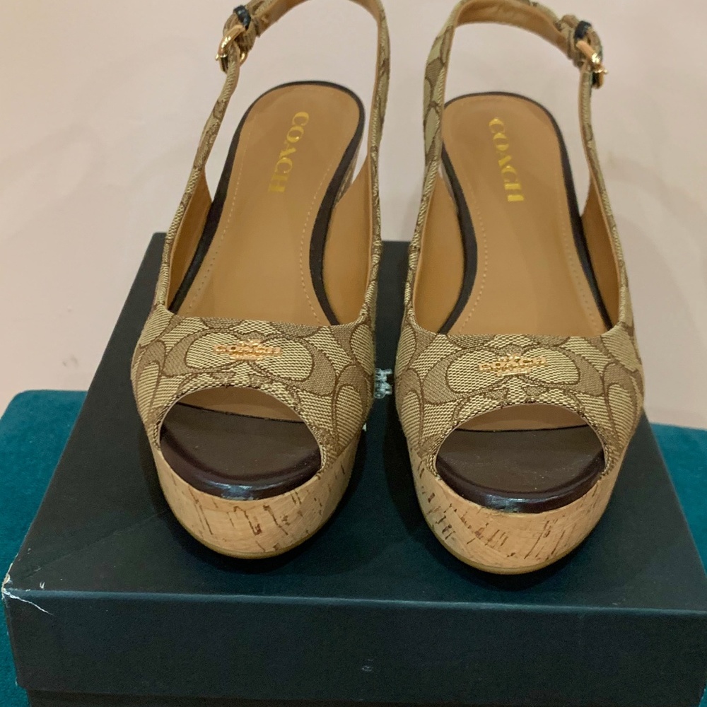 COACH FERRY SIG C JACQUARD WEDGE HEEL SHOES - Picture 3 of 6